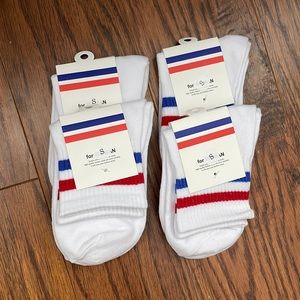 Red, White, & Blue Stripe Crew Ankle Socks